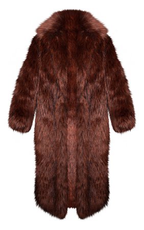 Brown Premium Textured Maxi Faux Fur Coat | PrettyLittleThing USA