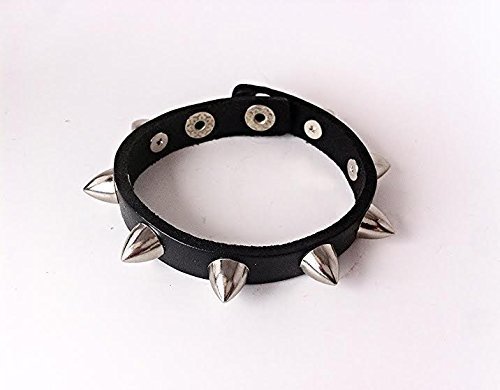 Amazon.com: Genuine Leather Spiked Bracelet with Silver Cone Stud Spikes: Handmade