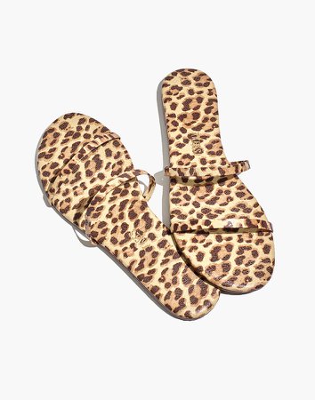 x TKEES Gemma Leather Sandals in Leopard Print