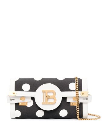 Shop black & white Balmain B-buzz 23 polka dot print clutch with Express Delivery - Farfetch