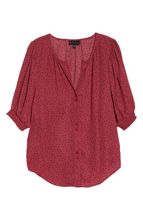 Bobeau Valerie Dotted Puff Sleeve Blouse | Nordstrom