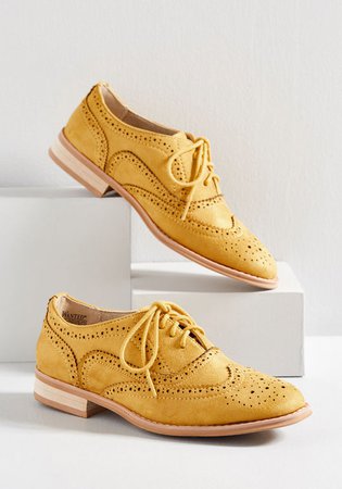Talking Picture Oxford Flat in Mustard Yellow Mustard | ModCloth