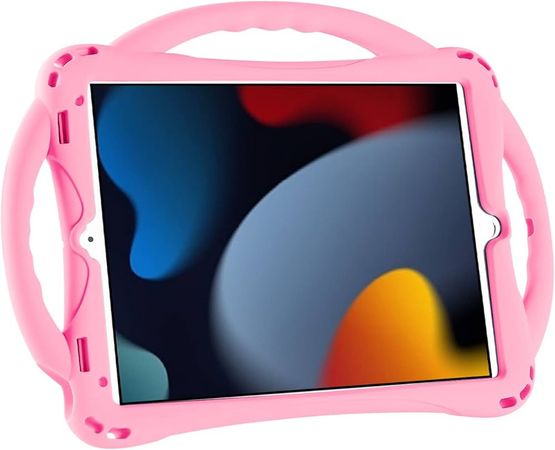 Amazon.com: iPad 10.2 case Kids,Adocham New ipad 9th/8th/7th Generation Case Built-in Stand Handle and Comes with a Strap,Lightweight Shock Proof Silicone ipad 10.2 inch 2021/2020/2019 (Pink) : Electronics