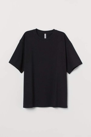 Wide-cut Cotton T-shirt - Black