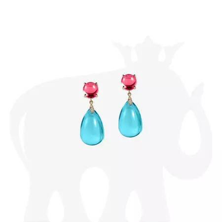 Blue Topaz Drops & Garnet Cabs with Diamonds earrings – Goshwara