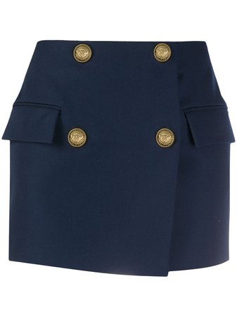 Balmain double-breasted wool mini-skirt