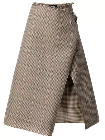 Shop We11done asymmetric checked skirt with Express Delivery - FARFETCH