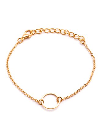 Gold Plated Hollow Circle Chain Bracelet