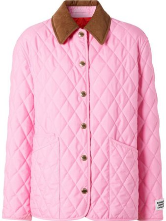 Shop pink Burberry diamond quilted jacket with Express Delivery - Farfetch
