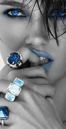 Black & White Model Blue Eyes & Rings