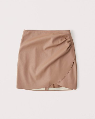 Women's Vegan Leather Ruched Mini Skirt | Women's New Arrivals | Abercrombie.com