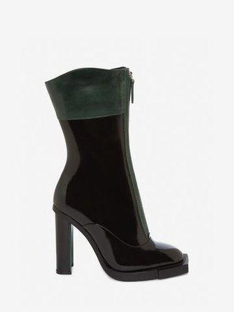 ‎‎‎‎Women‎'s ‎Black/Bottle Green ‎ ‎Hybrid Zipper Boot ‎ | Alexander McQueen