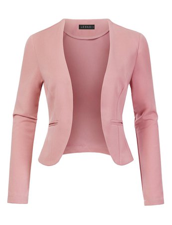 LE3NO Womens Stretchy Long Sleeve Open Front Cropped Blazer Jacket | LE3NO