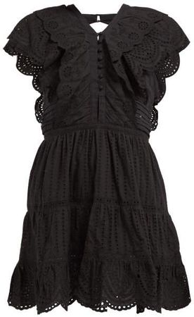 Sir Ruffled Cotton Mini Dress - Womens - Black