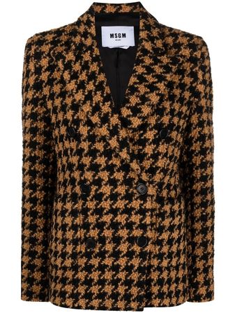 MSGM houndstooth-pattern double-breasted Blazer - Farfetch