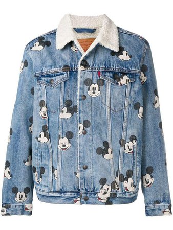 Levi's Men's Blue Mickey Mouse Allover Print Denim Jacket