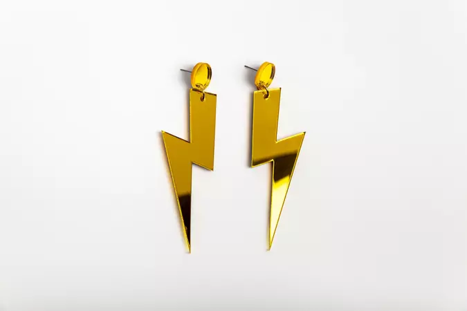 yellow lightning earrings