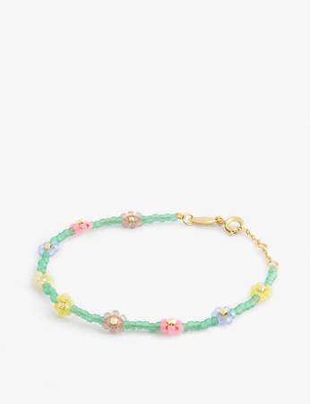 ANNI LU - Petals seed beaded and 18ct gold-plated brass bracelet | Selfridges.com