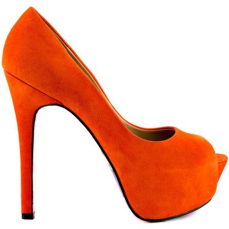 Orange Open Toe Platform Heels