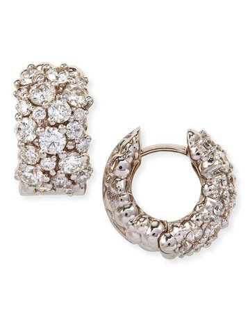 Paul Morelli Large White Diamond Confetti Hoop Earrings | Neiman Marcus