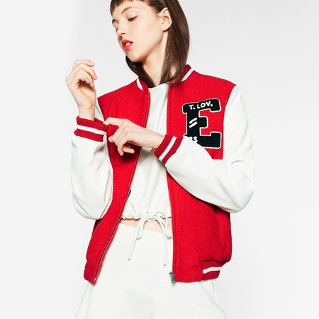 Zara red Varsity jacket American College bomber Worn once - - Depop