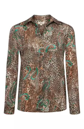 L'AGENCE LAGENCE Nina Leopard & Paisley Print Silk Blouse | Nordstrom