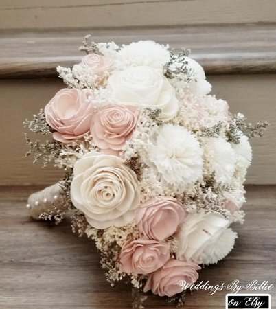 Wedding Decor Bouquet Blush Blush Pink Ivory Sola Bouquet | Etsy