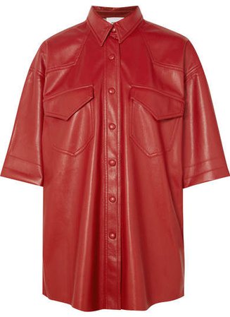 Nanushka - Seymour Vegan Faux Leather Shirt - Red