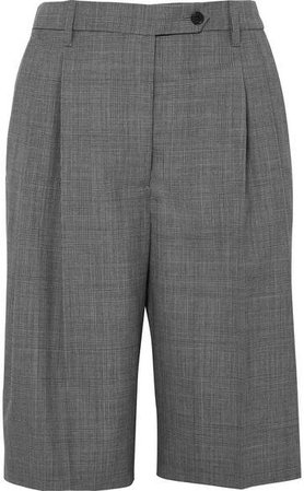 Prince Of Wales Checked Wool Shorts - Gray