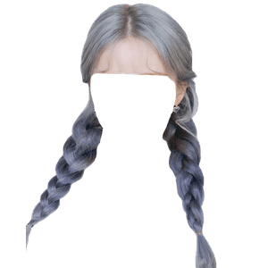 grey/gray/blue hair png twin braids