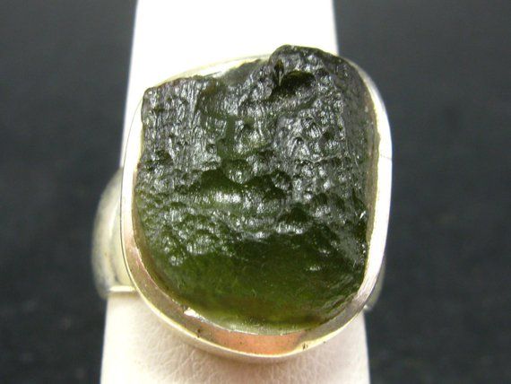 Gem Moldavite Tektite SS Ring From Czech Republic Size 6.5 | Etsy