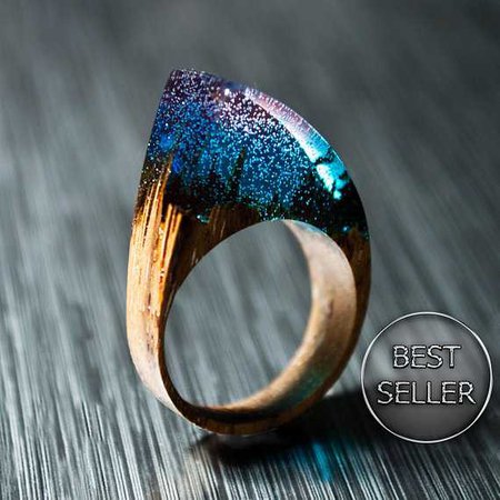 Gift for Woman Resin Rings Gift For Her Wood Ring Statement