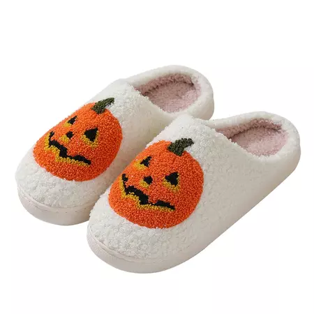 Halloween Pumpkin Cartoon Slippers Warm Winter Slippers Men And Women