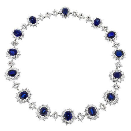 Sapphire and Diamond Platinum Necklace by J. Roca For Sale at 1stdibs