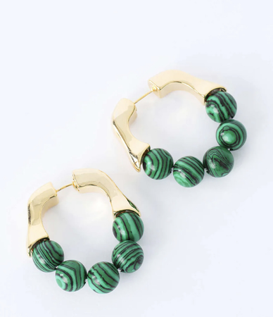 emerald and gold hoops | Micas