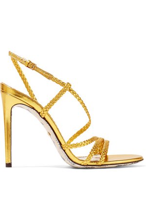 Gucci | Braided metallic leather slingback sandals | NET-A-PORTER.COM