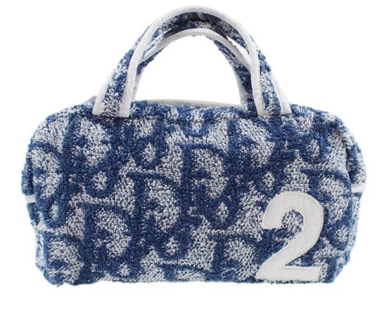 Dior Navy Terrycloth Boston Bag