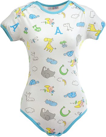 Amazon.com: Littleforbig Adult Baby & Diaper Lover (ABDL) Button Crotch Romper Onesie - Giraffe and Zoo Animals Pattern (XXXL) Blue: Clothing