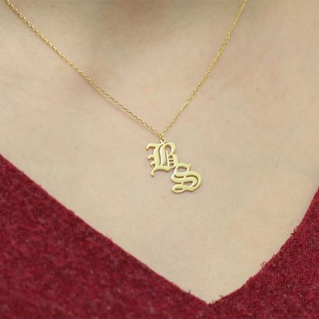 Double Initial Necklace Gothic Jewelry Old English Letter Necklace Custom Name Choker Friendship Gift Christmas Bijoux Femme - AliExpress