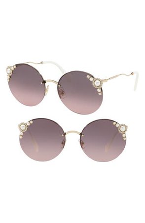 Miu Miu 60mm Gradient Embellished Sunglasses | Nordstrom