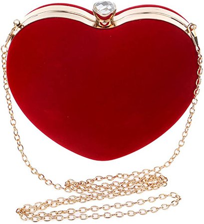 Goodbag Heart Shaped Evening Purse Velvet Clutch Purse Solid Evening Bag, Red: Handbags: Amazon.com