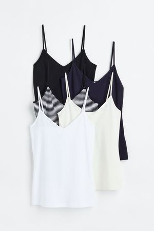 5-pack Camisole Tops - Navy blue/White - Ladies | H&M US