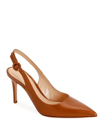 Gianvito Rossi Smooth Leather Slingback Pumps | Neiman Marcus