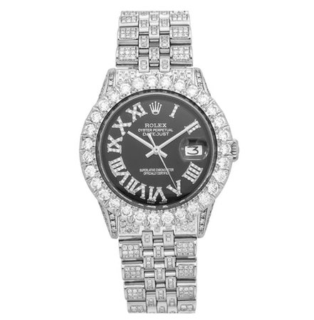 Rolex Datejust 1601 36MM Black Mother of Pearl Diamond Dial With 8.25 - OMI Jewelry