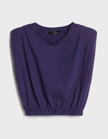 Cropped T-shirt with shoulder pads - New - Bershka United States
