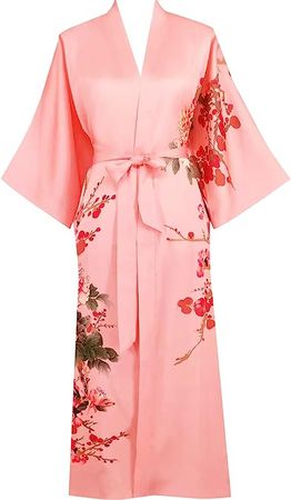 Kwedhonjh woman kimono robe, bathrobe, pajamas, home wear (Lotus dark green) at Amazon Women’s Clothing store