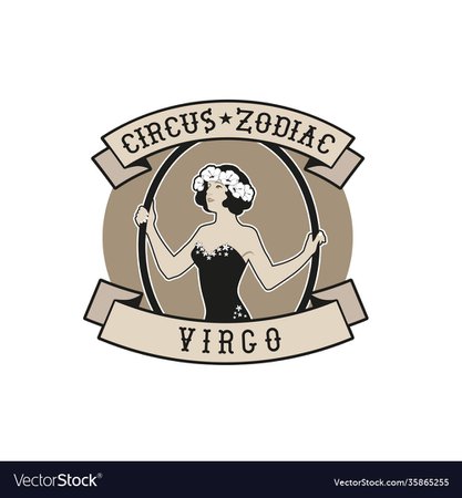 Zodiac circus emblem virgo sign young trapeze Vector Image