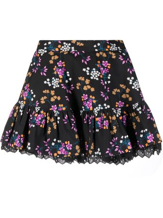 Maison Bohemique lace-trim Floral Print Skirt - Farfetch