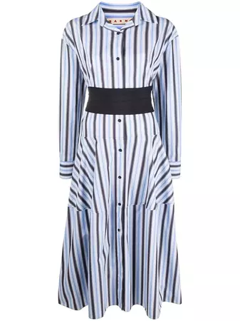 Shop Marni vertical-stripe shirtdress with Express Delivery - FARFETCH
