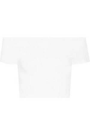 Helmut Lang Cropped off-the-shoulder stretch-jersey top in White